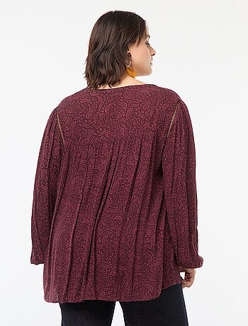 Blusa morbida con stampa in tessuto effetto crêpe