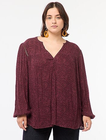 Blusa morbida con stampa in tessuto effetto crêpe