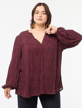 Blusa morbida con stampa in tessuto effetto crêpe