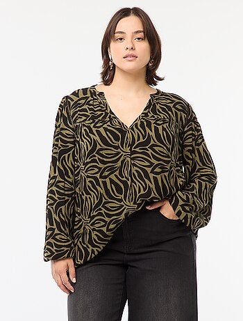 Blusa morbida con stampa in tessuto effetto crêpe