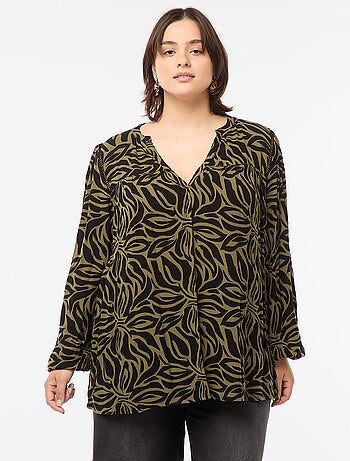 Blusa morbida con stampa in tessuto effetto crêpe