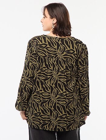 Blusa morbida con stampa in tessuto effetto crêpe