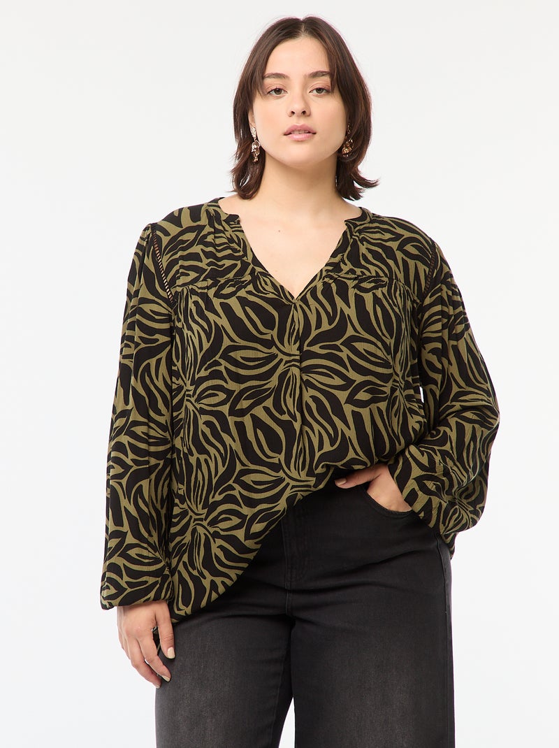 Blusa morbida con stampa in tessuto effetto crêpe Verde - Kiabi