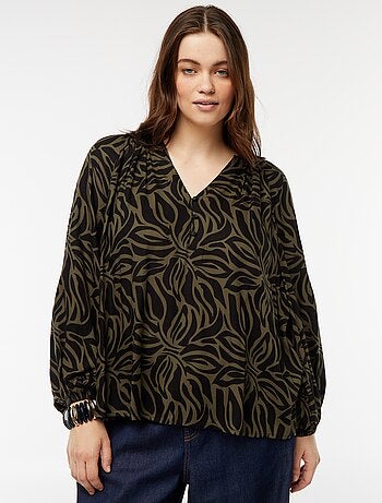 Blusa morbida con stampa in tessuto effetto crêpe