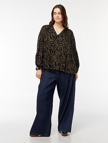 Blusa morbida con stampa in tessuto effetto crêpe