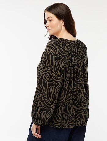 Blusa morbida con stampa in tessuto effetto crêpe