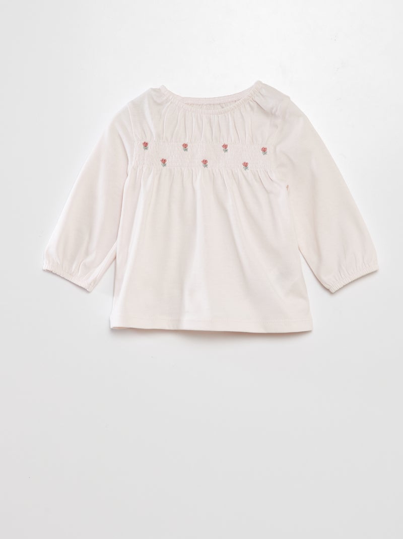 Bonton Camicia punto smock rosa da neonata MCA090001C main image 1