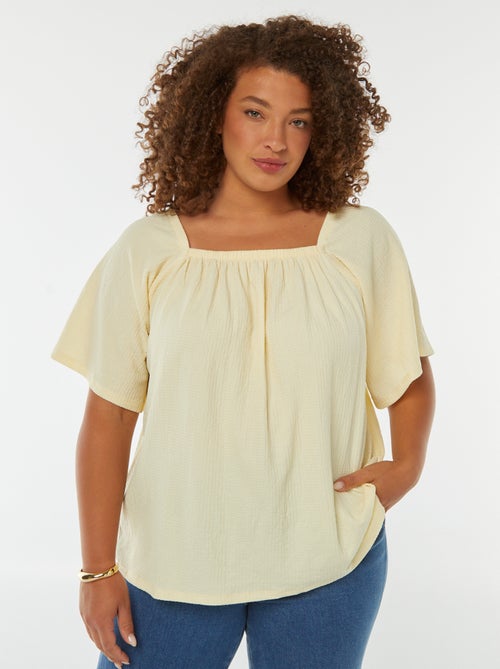 Blusa morbida scollo bardot in maglia goffrata - Kiabi