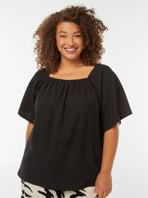 Blusa morbida scollo bardot in maglia goffrata - Kiabi
