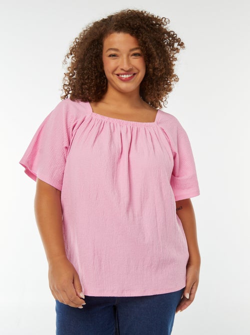 Blusa morbida scollo bardot in maglia goffrata - Kiabi