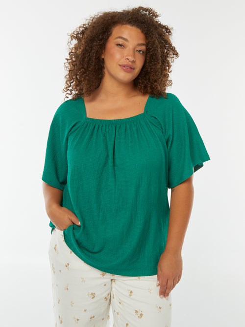 Blusa morbida scollo bardot in maglia goffrata - Kiabi