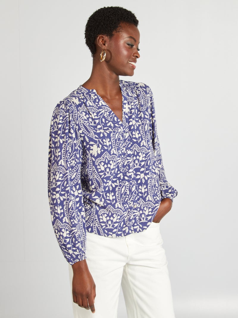Blusa morbida stampata BLU - Kiabi