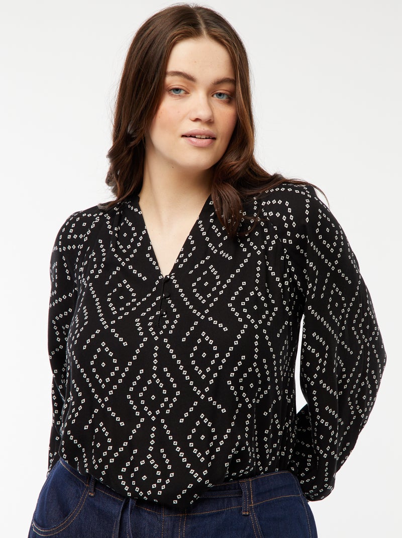 Blusa morbida stampata Nero - Kiabi
