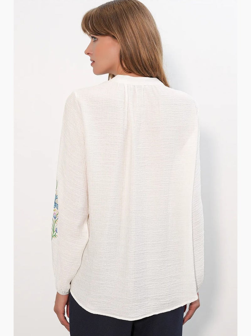 Blusa oversize in crêpe ricamato bdart Bianco sporco - Kiabi
