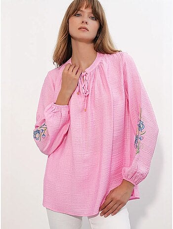 Blusa oversize in crêpe ricamato bdart