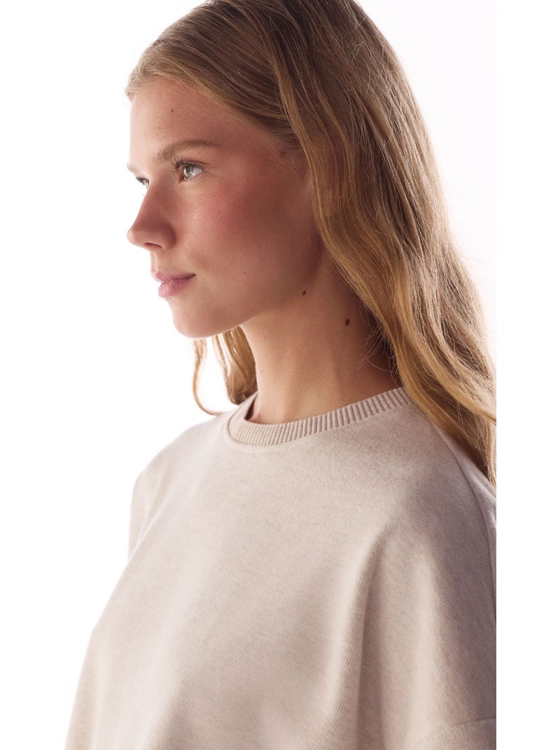 Blusa oversize melange a maniche corte, calda penti Beige naturale - Kiabi