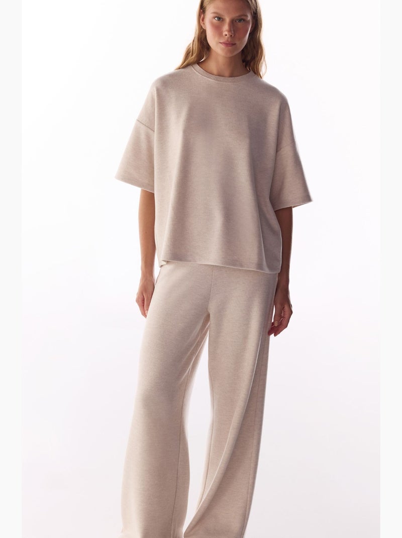 Blusa oversize melange a maniche corte, calda penti Beige naturale - Kiabi
