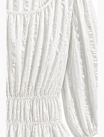 Blusa peplo testurizzata con scollo a u e maniche a tre quarti mixray
