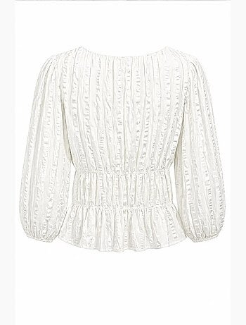 Blusa peplo testurizzata con scollo a u e maniche a tre quarti mixray
