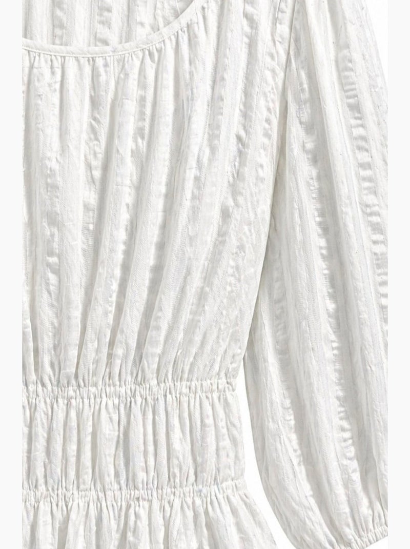 Blusa peplo testurizzata con scollo a u e maniche a tre quarti mixray Avorio - Kiabi