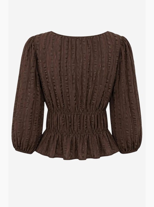 Blusa peplo testurizzata con scollo a u e maniche a tre quarti mixray - Kiabi Blusa peplo testurizzata con scollo a u e maniche a tre quarti mixray - Kiabi