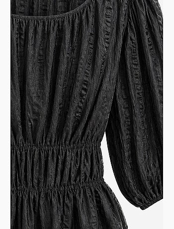 Blusa peplo testurizzata con scollo a u e maniche a tre quarti mixray