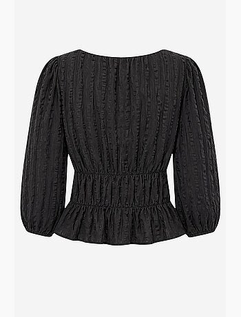 Blusa peplo testurizzata con scollo a u e maniche a tre quarti mixray
