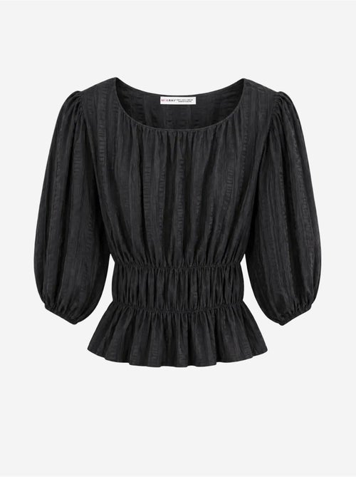 Blusa peplo testurizzata con scollo a u e maniche a tre quarti mixray - Kiabi Blusa peplo testurizzata con scollo a u e maniche a tre quarti mixray - Kiabi