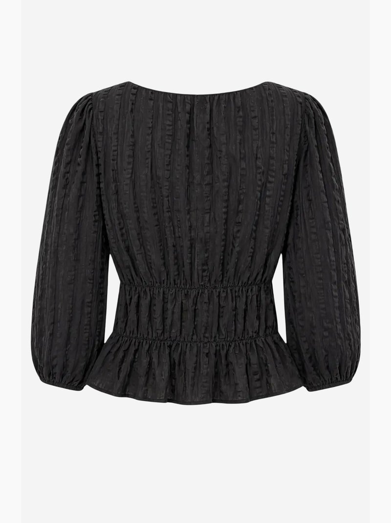 Blusa peplo testurizzata con scollo a u e maniche a tre quarti mixray Nero - Kiabi