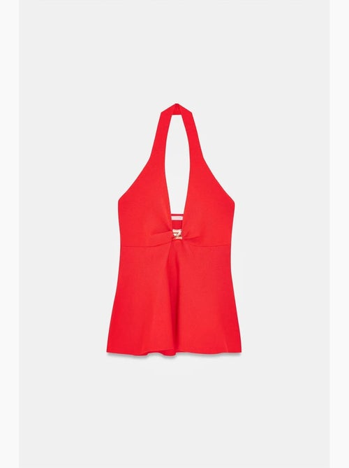 Blusa peplum con scollo all'americana senza cuciture dilvin - Kiabi Blusa peplum con scollo all'americana senza cuciture dilvin - Kiabi