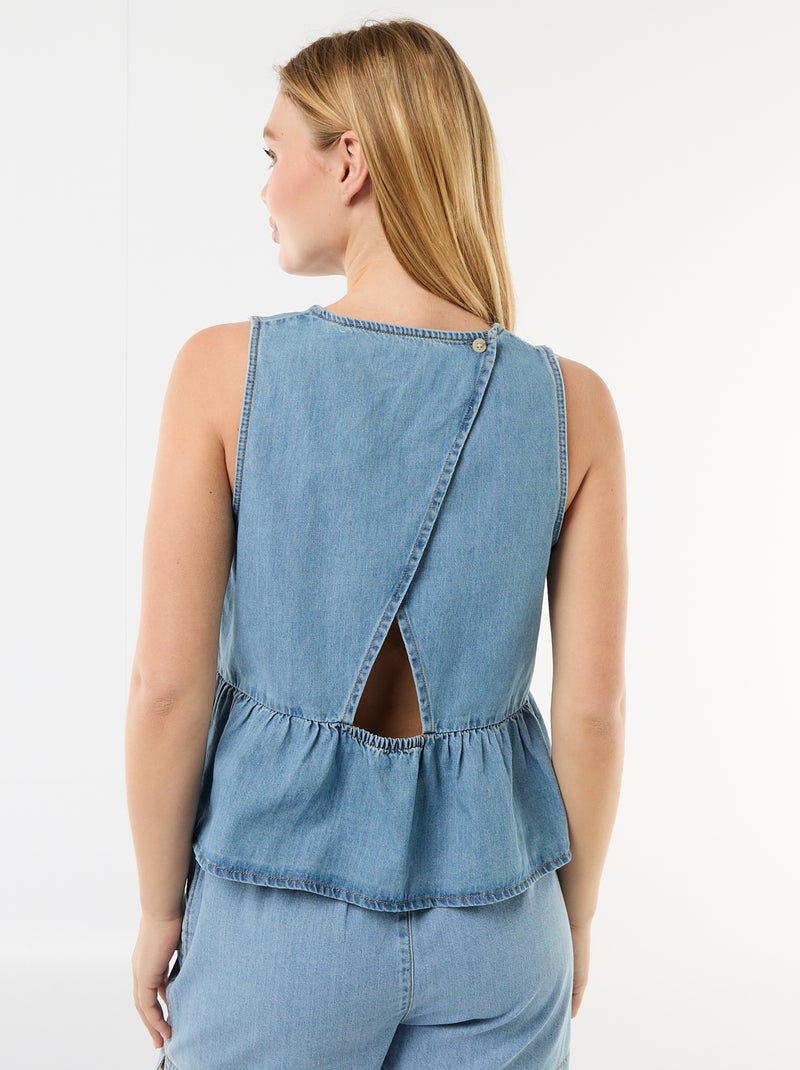 Blusa peplum in denim senza maniche Blu - Kiabi