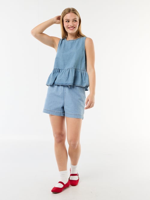 Blusa peplum in denim senza maniche - Kiabi