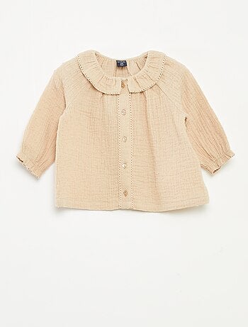 Blusa plumetis in garza di cotone