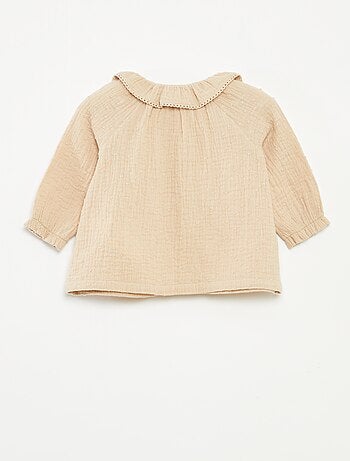 Blusa plumetis in garza di cotone