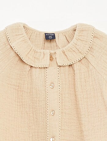 Blusa plumetis in garza di cotone