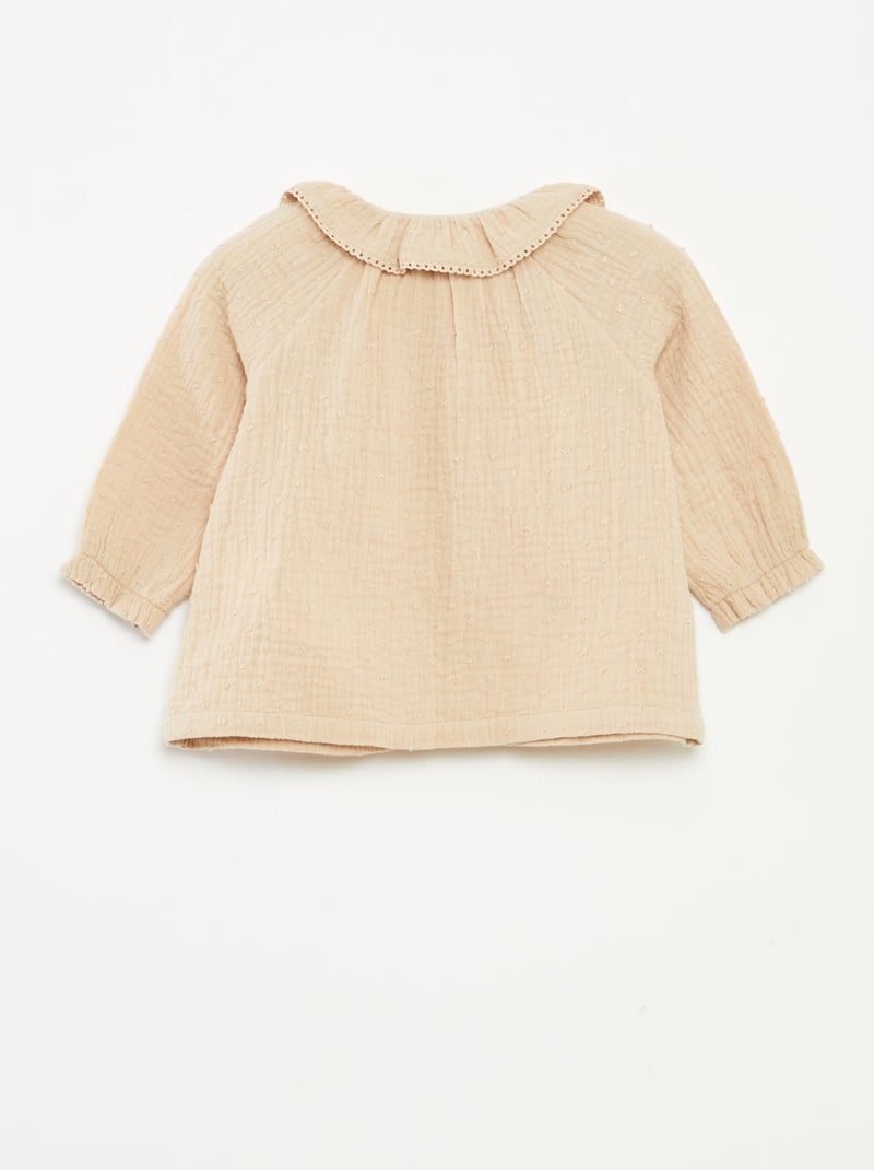 Blusa plumetis in garza di cotone Beige - Kiabi