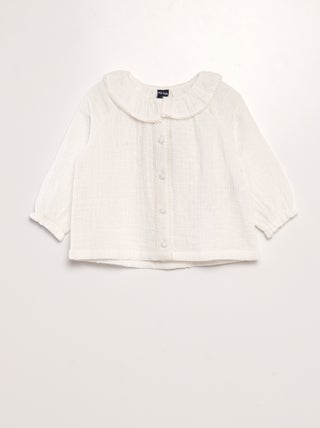 Blusa plumetis in garza di cotone