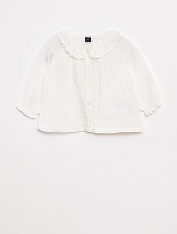 Blusa plumetis in garza di cotone