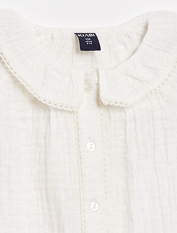 Blusa plumetis in garza di cotone