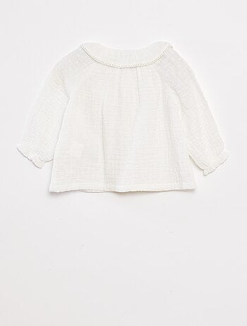 Blusa plumetis in garza di cotone