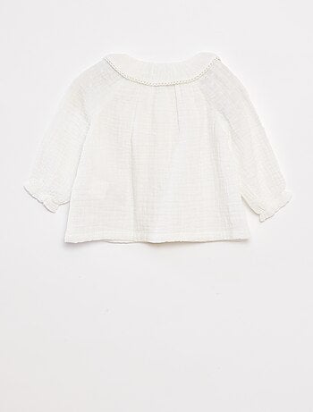 Blusa plumetis in garza di cotone