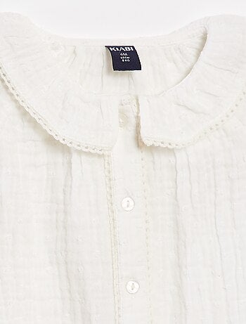 Blusa plumetis in garza di cotone