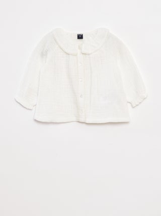 Blusa plumetis in garza di cotone