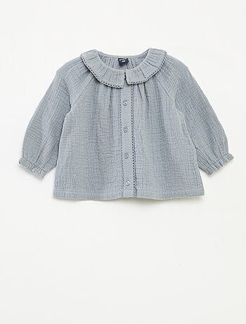 Blusa plumetis in garza di cotone