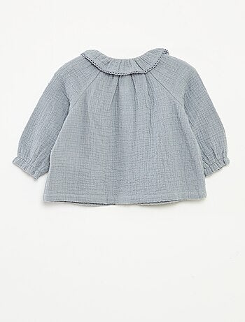 Blusa plumetis in garza di cotone