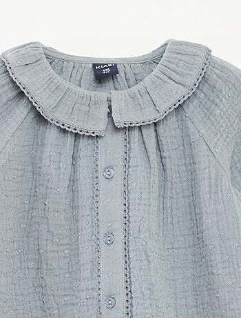 Blusa plumetis in garza di cotone