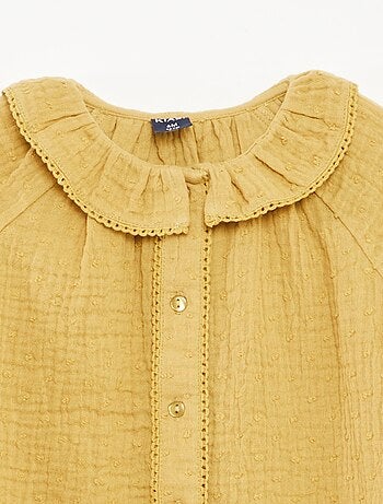 Blusa plumetis in garza di cotone