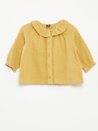 Blusa plumetis in garza di cotone