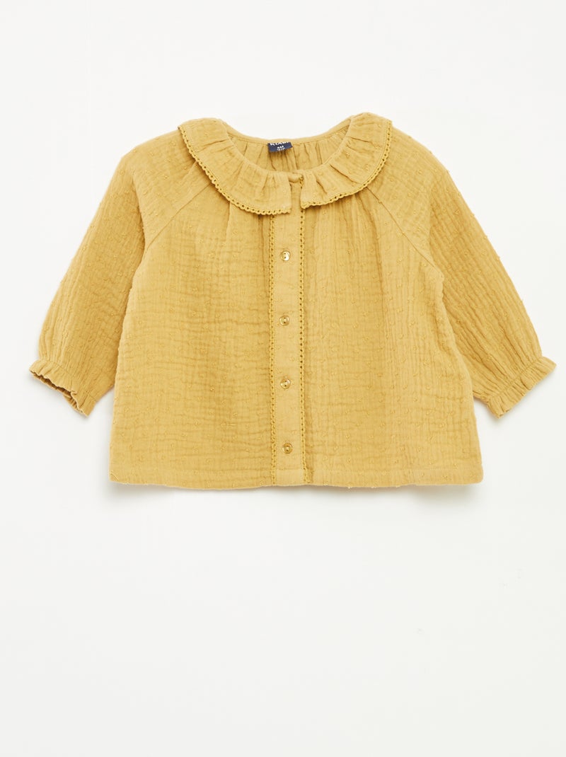 Blusa plumetis in garza di cotone Giallo - Kiabi