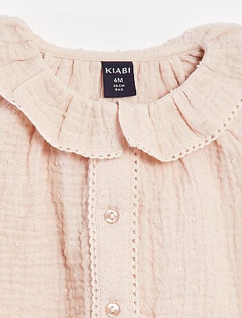 Blusa plumetis in garza di cotone
